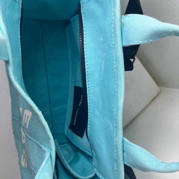 Marc Jacobs “The Tote Bag” Small Canvas Tote Blue Crossbody Bag Adjustable Strap - Picture 7 of 16